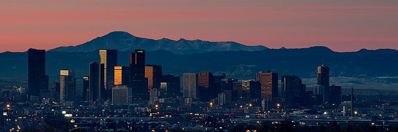 Denver skyline at sunrise