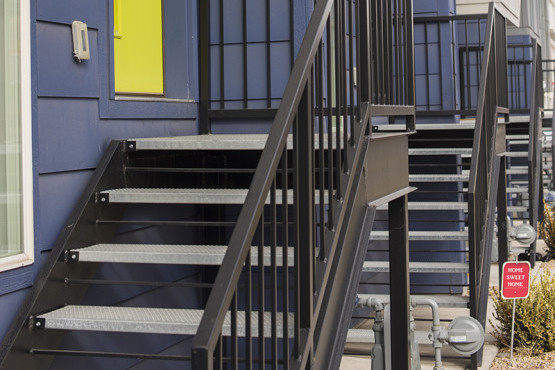 Steps leading up to apartment entrance