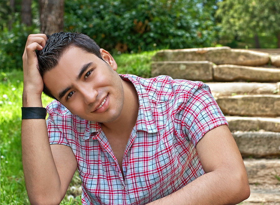 Young man being thoughtful